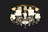 欧式蜡烛客厅灯圆形水晶蜡烛灯LED吸顶灯云石卧室灯具灯饰餐厅灯