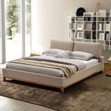 北欧布床 双人1.8米实木小户型布艺床可拆洗现代简约储物婚床圆床