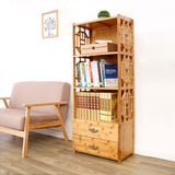 楠竹书柜抽屉书架实木储物柜自由组合学生书架简易书柜置物架柜子