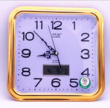 杰琪12英寸带日历显示简约现代创意正方形挂钟客厅卧室静音时钟表