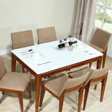 北欧大理石餐桌椅组合长方形全实木水曲柳餐桌小户型6人饭桌宜家