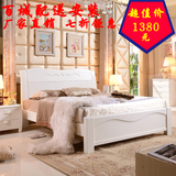 橡木床中式全实木双人床1.8米婚床储物高箱床1.5米白色床1.2米床