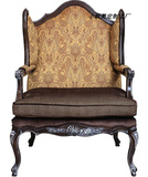 美式实木单人休闲沙发椅布艺沙发法式复古老虎椅简约现代办公沙发
