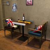 北欧复古酒吧桌椅彩色餐厅餐桌椅现代创意咖啡馆宜家沙发桌椅组合