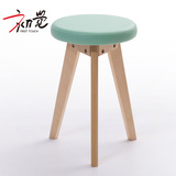 初觉实木小圆凳子简约彩色时尚家用 餐凳家用小板凳咖啡培训软凳
