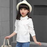 童装女童春装2016新款儿童白色衬衫长袖纯棉小孩韩版学生大童衬衣