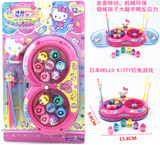日本HELLO KITTY钓鱼玩具套装 凯蒂猫磁性儿童旋转钓鱼玩具磁铁鱼
