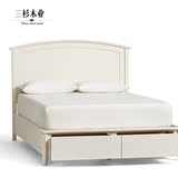 美式白色实木床带抽屉储物床婚床地中海双人床现代欧式1.8m定制