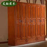 现代中式实木衣柜橡木雕花3门4门5门6门卧室对开门整体大容量衣橱