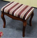 美式实木梳妆凳换鞋凳化妆凳 欧式木凳方凳古筝凳矮凳布艺小板凳