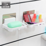 吸盘双层肥皂盒 创意香皂盒 肥皂架 不锈钢双格 香皂架 置物架