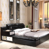 定制定做慕斯黑色多功能榻榻米大床双人床2米2.2米加大皮艺软床
