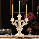 蜡烛台奢华欧式三头客厅书房复古装饰品枝形高档创意浪漫陶瓷摆件