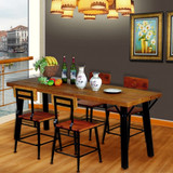 美式餐桌实木铁艺红酒桌原木餐厅桌椅组合饭桌长方形餐厅家具家用