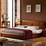 皇朝定制中式柚木双人床1.8米2米成人床现代简约纯实木家具无味