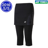 2016春夏 黑色花纹短裙七分裤假两件羽毛球服 YONEX 韩国进口正品