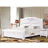 现代地中海白色实木床橡木床储物高箱储物床婚床1.8米美康宝包邮