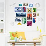 欧式邮票可移除墙贴客厅卧室背景墙照片建筑邮票简约贴纸