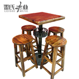 欧式实木高脚铁艺休闲KTV酒吧桌椅组合咖啡桌椅套件吧台椅高凳子