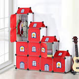 菲斯卡简易组合式儿童城堡衣柜塑料组装玩具整理置物收纳柜10格