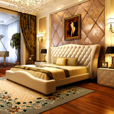 双人床小美式皮床简约欧式头层真皮床卧室现代家具婚床小户型皮床