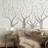 北欧风格墙纸 森林麋鹿客厅卧室电视背景墙壁纸墙布 大型壁画鹿林