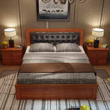 现代简约实木质板式床1.5 1.8米双人床榻榻米床高箱储物床收纳床