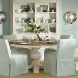 美式实木圆餐桌新古典橡木圆桌法式实木地中海做旧白色餐桌椅组合