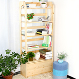 实木书柜简易书架单个儿童书柜现代简约置物架储物柜带抽屉书架