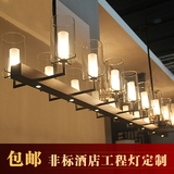 新中式餐厅吊灯长方形吧台灯仿古现代简约灯铁艺酒店酒吧工程灯具