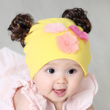 小孩假发帽子婴儿帽子0-3-12个月新生儿胎帽春秋冬季男女童宝宝帽