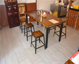 铁艺实木复古休闲餐桌餐椅组合咖啡厅酒吧餐饮条形桌椅火锅店套件