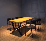 美式实木餐桌 工业风简约办公桌电脑桌 书桌工作台铁艺桌 会议桌