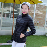 女式羽绒服轻薄短款2016冬季韩版新品拼接长袖大码修身棉衣女外套