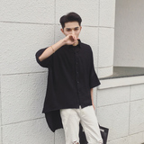 夏季潮流发型师时尚短袖衬衫 夜店个性男装韩版朋克修身半袖衬衣