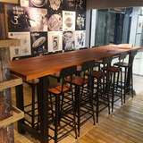 复古酒吧餐厅桌椅铁艺实木吧台桌星巴克咖啡厅桌椅组合创意奶茶店