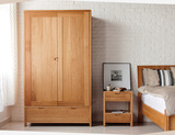 简约现代实木两门衣柜衣橱定制宜家橡木带抽储物柜卧室上海特价