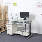 华可钢化玻璃电脑桌台式家用电脑台简约现代书桌子组合环保三抽屉
