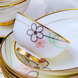 景德镇陶瓷器高档60头家用骨瓷餐具套装韩中式碗盘碟结婚庆送礼盒
