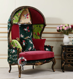 美式实木双人太空椅蛋壳椅欧式碎花色创意个性拼接双人沙发椅定制