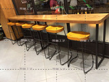 新款美式LOFT复古水管工业风吧台桌椅铁艺实木酒吧咖啡桌椅吧台桌