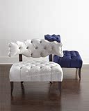 美式欧式新古典实木布艺单人沙发休闲椅法式创意布艺拉扣书房书椅