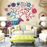 大型壁画壁纸欧式复古麋鹿客厅沙发卧室现代简约鹿林床头背景墙纸
