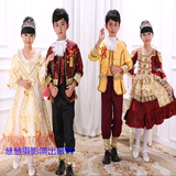 欧洲女童宫廷礼服裙英国贵族服装欧式儿童舞蹈服王子服舞台演出服