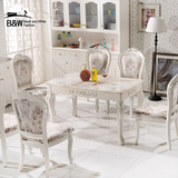 大理石欧式餐桌椅组合套装 烤漆雕花实木餐桌长方形餐厅成套家具