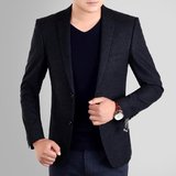 男士新款秋季中年纯色西服商务免烫韩版修身西装便服单西长袖外套