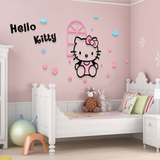 Hello kitty猫3D贴纸画儿童房客厅电视背景墙卧室亚克力立体墙贴