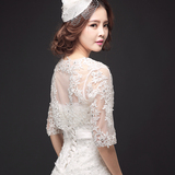 2016新款婚纱披肩韩版蕾丝镶钻红白色马甲外套婚纱礼服配件可定做