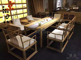 新中式古典禅意茶楼会所茶桌椅组合现代简约实木茶桌老榆木免漆椅