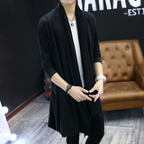 青年韩版中长款风衣男士个性修身型春秋季外套潮男马甲英伦薄披风